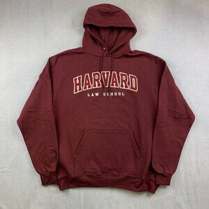 Champion Harvard Law School Mens Sweater Large Red Crimson Hoodie Long Sleeve
